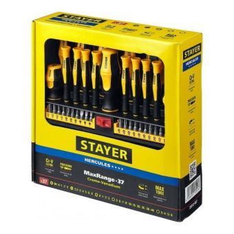 набор отверток с насадками в пластмассовом боксе STAYER Hercules-Pro-37 37 предметов 25312-H37 от магазина РЭССИ
