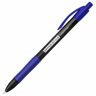 Ручка шариковая автоматическая с грипом Office Style Синяя игольчатый наконечник 07мм линия 035мм тонированный корпус BRAUBERG 144210 от магазина РЭССИ