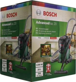 Строительный пылесос Bosch AdvancedVac20 1200Вт (уборка: сухая/влажная) зеленый от магазина РЭССИ