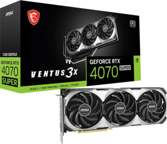 Видеокарта MSI PCI-E 4.0 RTX 4070 SUPER 12G VENTUS 3X OC NVIDIA GeForce RTX 4070 Super 12Gb 192bit GDDR6X 2505/21000 HDMIx1 DPx3 HDCP Ret от магазина РЭССИ