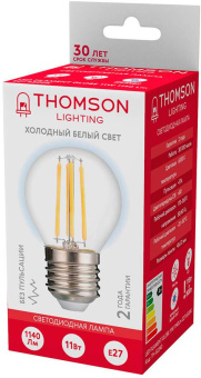 Лампа филам. Thomson Filament TH-B2340 11Вт цок.:E27 шар 220B 6500K св.свеч.бел.хол. Globe (упак.:1шт) от магазина РЭССИ
