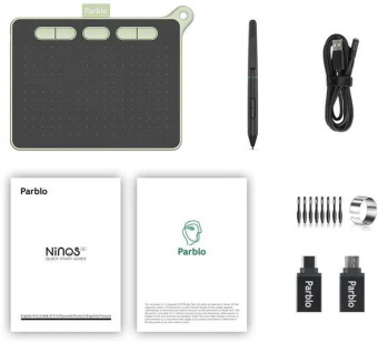 Графический планшет Parblo Ninos S USB Type-C черный/зеленый от магазина РЭССИ
