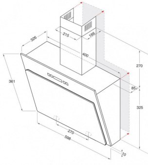 Вытяжка каминная Indesit IHVP 6.4 LL K черный/нержавеющая сталь управление: кнопочное (1 мотор) от магазина РЭССИ
