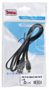 Кабель Buro BHP MICROUSB 1M FLAT USB (m)-micro USB (m) 1м черный плоский от магазина РЭССИ