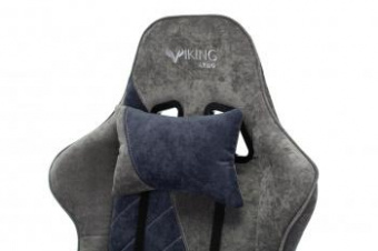 Кресло игровое Zombie VIKING X Fabric серый/темно-синий с подголов. крестов. пластик от магазина РЭССИ