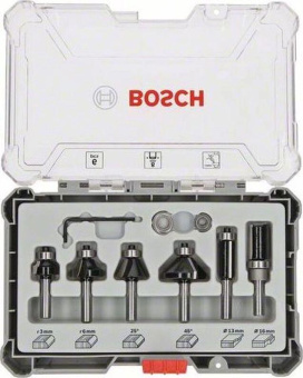 Набор фрез по дер. Bosch 2607017469 d(посад.)=8мм (фрезеры) (упак.:6шт) от магазина РЭССИ