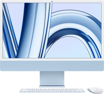 Моноблок Apple iMac A2874 24" 4.5K M3 8 core (4) 8Gb SSD256Gb 8 core GPU macOS WiFi BT 143W клавиатура мышь Cam синий 4480x2520 от магазина РЭССИ