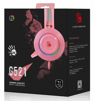 Наушники с микрофоном A4Tech Bloody G521 розовый 2.3м мониторные USB оголовье (G521 ( PINK )) от магазина РЭССИ