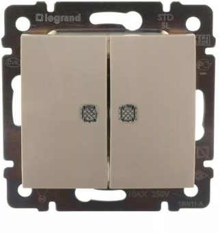 Выключатель Legrand Valena скрыт. 2кл. с подсветкой IP20 слоновая кость (774328) от магазина РЭССИ