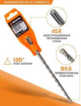 Набор буров Вихрь 73/10/7/5 по бетону Д=8мм Дл=210мм (2пред.) для перфораторов от магазина РЭССИ