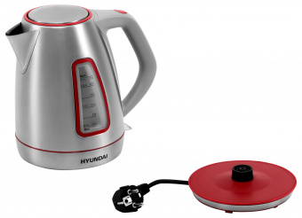 Чайник электрический Hyundai HYK-S3601 1.7л. 2000Вт серебристый/красный (корпус: нержавеющая сталь) от магазина РЭССИ