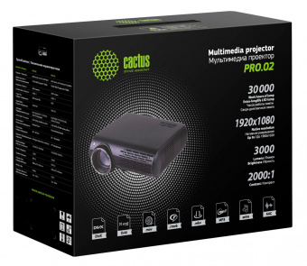 Проектор Cactus CS-PRO.02B.WUXGA LCD 3000Lm (1920x1080) 2000:1 ресурс лампы:30000часов 2xUSB typeA 2xHDMI 4.2кг от магазина РЭССИ