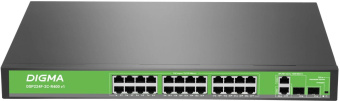 Коммутатор Digma DSP224F-2C-R400 DSP224F-2C-R400 V1 (L2) 24x100Мбит/с 2xКомбо(1000BASE-T/SFP) 24PoE 24PoE+ 400W неуправляемый от магазина РЭССИ