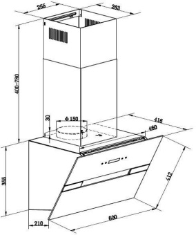 Вытяжка каминная Maunfeld Mersey 60 Inox черный/нержавеющая сталь управление: сенсорное (1 мотор) от магазина РЭССИ