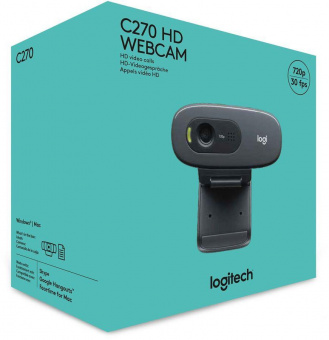 Камера Web Logitech HD Webcam C270 черный 0.9Mpix (1280x720) USB2.0 с микрофоном (960-001063/960-000584) от магазина РЭССИ