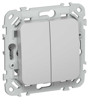 FLITE Выключатель 2-клавишный 10А ВС12-1-0-ФлА алюминий IEK от магазина РЭССИ