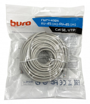 Патч-корд Buro UTP 4 пары cat5E CCA molded 30м серый RJ-45 (m)-RJ-45 (m) от магазина РЭССИ
