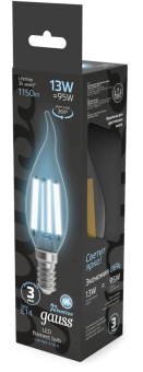 Лампа филам. Gauss Filament 13Вт цок.:E14 свеча св.свеч.бел.нейт. (упак.:10шт) (104801213) от магазина РЭССИ