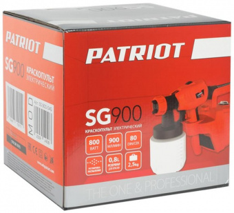 Краскопульт Patriot SG 900 HVLP 800Вт бак:800мл 900гр/мин от магазина РЭССИ