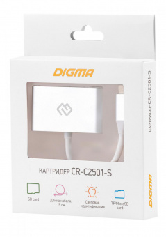 Устройство чтения карт памяти Type C Digma CR-С2501-S серебристый от магазина РЭССИ