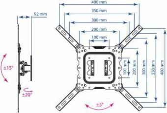 Кронштейн для телевизора Kromax DIX-16 черный 22"-55" макс.30кг настенный поворот и наклон от магазина РЭССИ