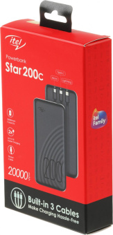 Мобильный аккумулятор Itel Star 200C 20000mAh QC3.0/PD3.0/PE2.0 2.1A USB-A/USB-C черный от магазина РЭССИ