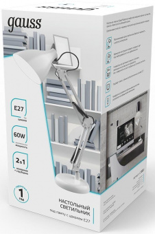 Светильник Gauss GT0031 настольный на струбцине/основание E27 белый 60Вт от магазина РЭССИ