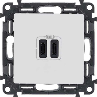 Valena LIFE.Зарядное устройство с двумя USB-разьемами тип C-тип С 240В/5В 3000мА.С лицевой панелью.Цвет Белый от магазина РЭССИ