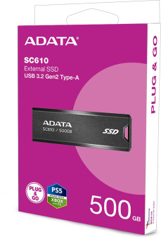 Накопитель SSD A-Data USB 3.1 500GB SC610-500G-CBK/RD SC610 1.8" черный от магазина РЭССИ