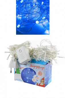 Гирлянда КОСМОС KOC_GIR80LED_B 80LED, 8 режимов мигания, синий, 8.8м от магазина РЭССИ
