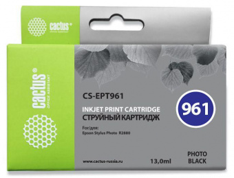 Картридж струйный Cactus CS-EPT961 T0961 фото черный (13мл) для Epson Stylus Photo R2880 от магазина РЭССИ