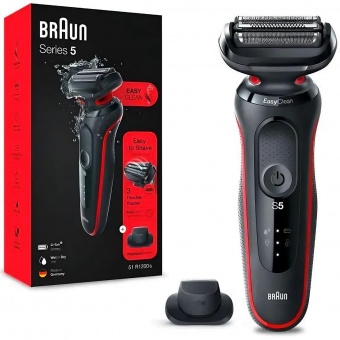 Бритва сетчатая Braun Series 5 51-R1200S реж.эл.:3 питан.:аккум. черный/красный от магазина РЭССИ