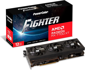 Видеокарта PowerColor PCI-E 4.0 RX7700XT 12G-F/OC AMD Radeon RX 7700XT 12Gb 192bit GDDR6 2226/18000 HDMIx1 DPx3 HDCP Ret от магазина РЭССИ