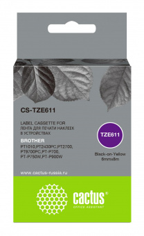 Картридж ленточный Cactus CS-TZE611 TZe-611 черный для Brother 1010/1280/1280VP/2700VP от магазина РЭССИ