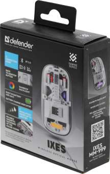 Мышь Defender Ixes MM-999 прозрачный оптическая 2400dpi silent беспров. BT/Radio USB 4but (52999) от магазина РЭССИ