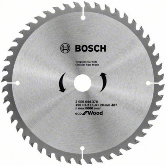 Диск пильный по дер. Bosch Eco (2608644378) d=190мм d(посад.)=20мм (циркулярные пилы) (упак.:1шт) от магазина РЭССИ