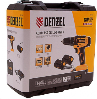 Аккумуляторная дрель-шуруповерт Denzel CDL-18-02BM 26116 от магазина РЭССИ