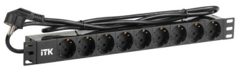 PDU 9 розеток DIN49440 (нем. станд.) 1U, шнур 2м вилка DIN49441 (нем. станд.), профиль из ПВХ, черный от магазина РЭССИ