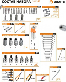Набор инструментов Вихрь 73/6/7/9 151 предмет (жесткий кейс) от магазина РЭССИ