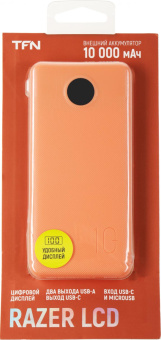 Мобильный аккумулятор TFN Razer LCD 10 10000mAh 2.1A оранжевый (TFN-PB-256-LO) от магазина РЭССИ