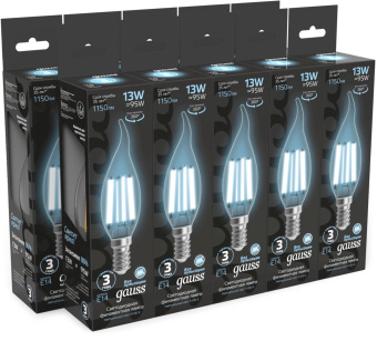 Лампа филам. Gauss Filament 13Вт цок.:E14 свеча св.свеч.бел.нейт. (упак.:10шт) (104801213) от магазина РЭССИ