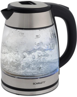 Чайник электрический Scarlett SC-EK27G40 1.8л. 1800Вт серебристый/черный корпус: стекло (EK27G40) от магазина РЭССИ
