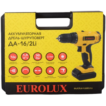Аккумуляторная дрель-шуруповерт Eurolux ДА-16/2Li 72/14/51 от магазина РЭССИ