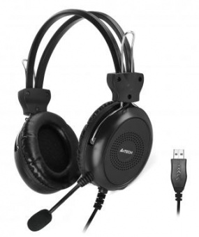 Наушники с микрофоном A4Tech HU-30 черный 2м накладные USB оголовье от магазина РЭССИ
