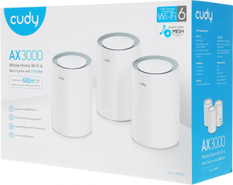 Бесшовный Mesh роутер Cudy M3000 (M3000(3-PACK) WHITE) AX3000 100/1000/2500BASE-T белый (упак.:3шт) от магазина РЭССИ