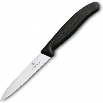 Нож кухонный Victorinox Swiss Classic (6.7733) стальной для чистки овощей и фруктов лезв.100мм серрейт. заточка черный без упаковки от магазина РЭССИ