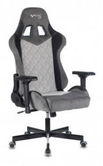 Кресло игровое Zombie VIKING 7 KNIGHT Fabric серый Loft ромбик текстиль/эко.кожа с подголов. крестов. металл от магазина РЭССИ