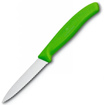 Нож кухонный Victorinox Swiss Classic (6.7636.L114) стальной для овощей лезв.80мм серрейт. заточка зеленый от магазина РЭССИ