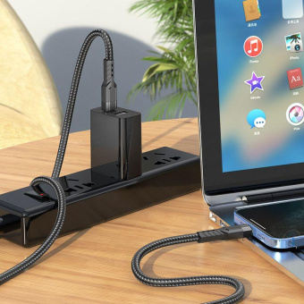 Кабель Hoco U110 iP PD USB Type-C-Lightning (m) 1.2м черный коробка от магазина РЭССИ