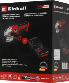 Угловая шлифмашина Einhell акк. pxc axxio 18/125 q bl + 1 акк. pxc 4ач 18в + зу 3а 4431151SET от магазина РЭССИ